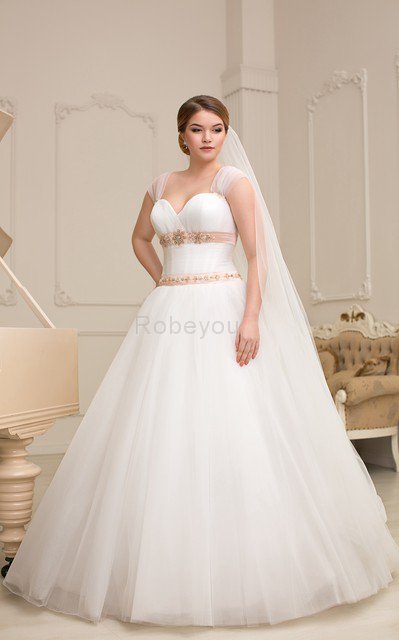 Robe de mariée avec manche épeules enveloppants en organza cordon ligne a de col en cœur