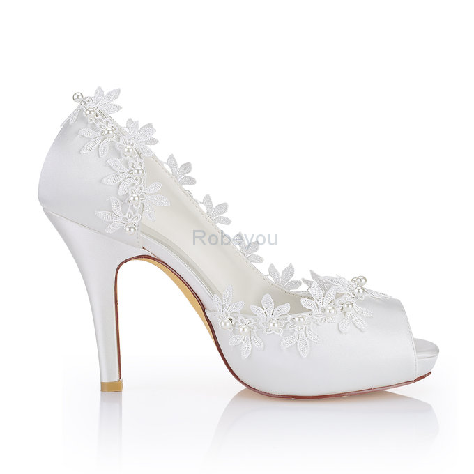 Chaussures de mariage romantique talons hauts taille réelle du talon 3.94 pouce plates-formes