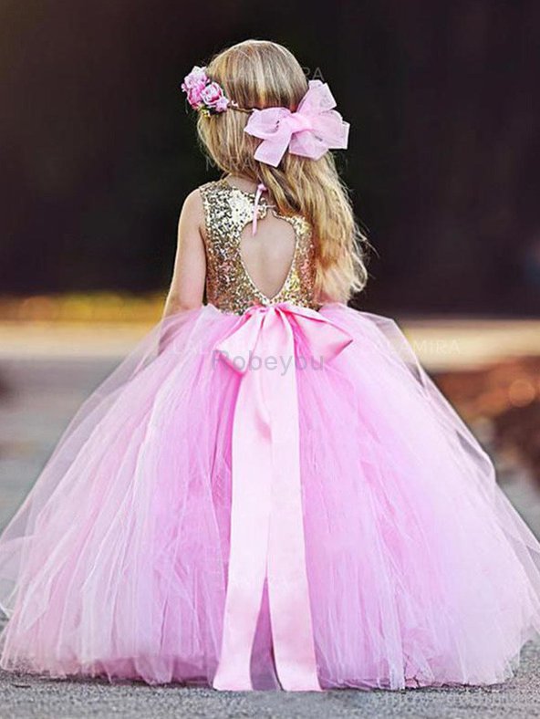 Robe cortège fille textile en tulle magnifique de mode de bal avec fleurs naturel