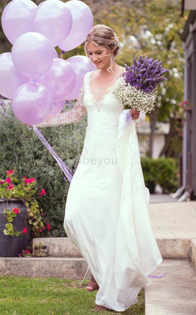 Robe de mariée delicat en dentelle ceinture de traîne courte avec chiffon