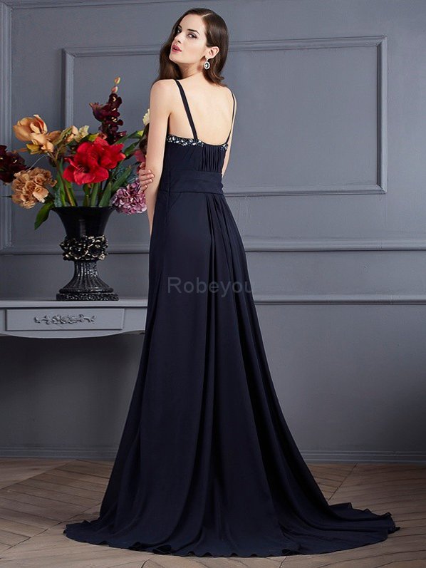 Robe de bal manche nulle avec chiffon ligne a de traîne courte avec perle