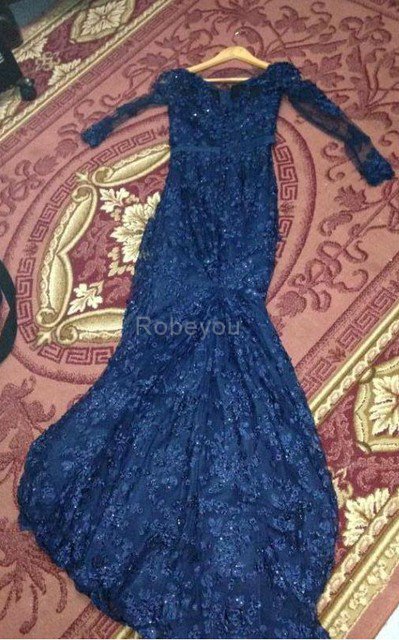 Robe de bal romantique vintage de sirène de traîne courte avec manche longue