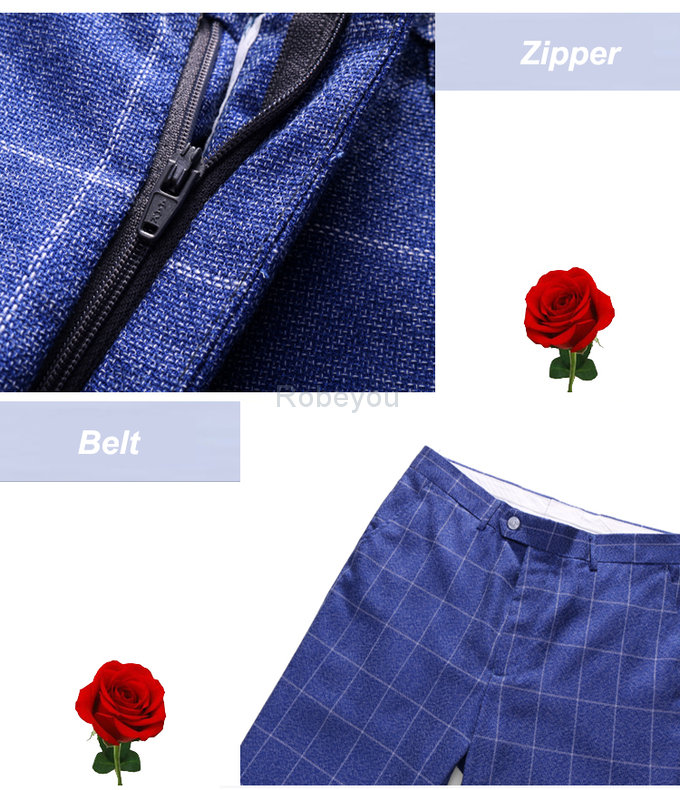 Double boutonnage bleu slim fit 3 pièces costumes hommes 5xl luxe