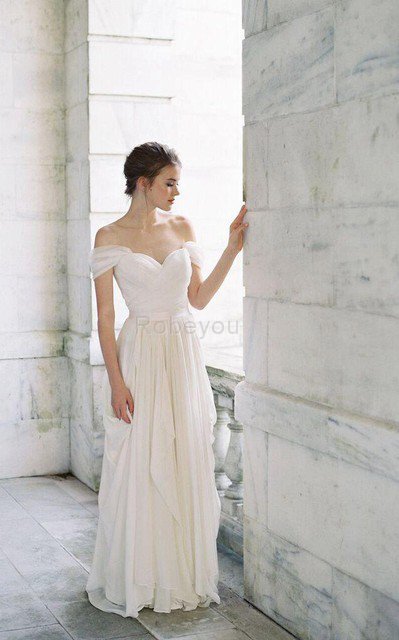 Robe de mariée luxueux avec chiffon de lotus de traîne courte ligne a