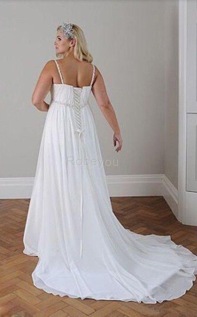 Robe de mariée plissé attirent avec cristal avec perle manche nulle